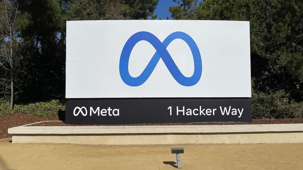O logotipo da Meta, dona do Facebook