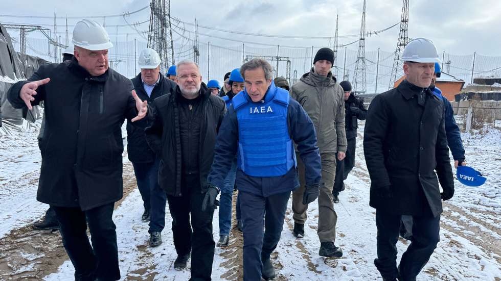 epa11874322 A handout photo made available by the International Atomic Energy Agency (IAEA) shows IAEA Director General Rafael Grossi (C) visiting the Kyivska substation, near Kyiv, Ukraine, 04 February 2025. Grossi visited the Kyivska substation as part of ongoing efforts of the International Atomic Energy Agency to assist Ukraine in ensuring nuclear safety and security. He was accompanied by Ukrainian Energy Minister Herman Galushchenko and Energoatom Chairman Petro Kotin. This was Grossi's 11th visit to Ukraine since the beginning of the conflict in February 2022.  EPA/IAEA/FREDRIK DAHL HANDOUT -- MANDATORY CREDIT: INTERNATIONAL ATOMIC ENERGY AGENCY -- HANDOUT EDITORIAL USE ONLY/NO SALES