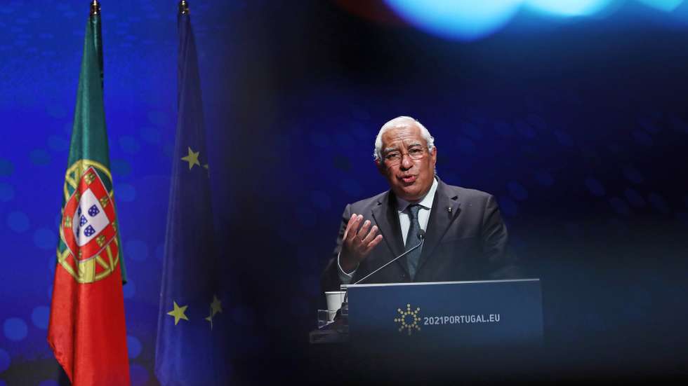 epa08939391 Portuguese Prime Minister Antonio Costa and European Commission President Ursula Von Der Leyen (not pictured) attend to a press conference after a round of meetings with the College of Commissioners of the European Commission on the program and the priorities of the Portuguese Presidency of the Council of the European Union (PPUE) in Lisbon, Portugal, 15 January 2021. During the first half of 2021, Portugal will have its fourth presidency after 1992, 2000, and 2007.  EPA/ANTONIO PEDRO SANTOS