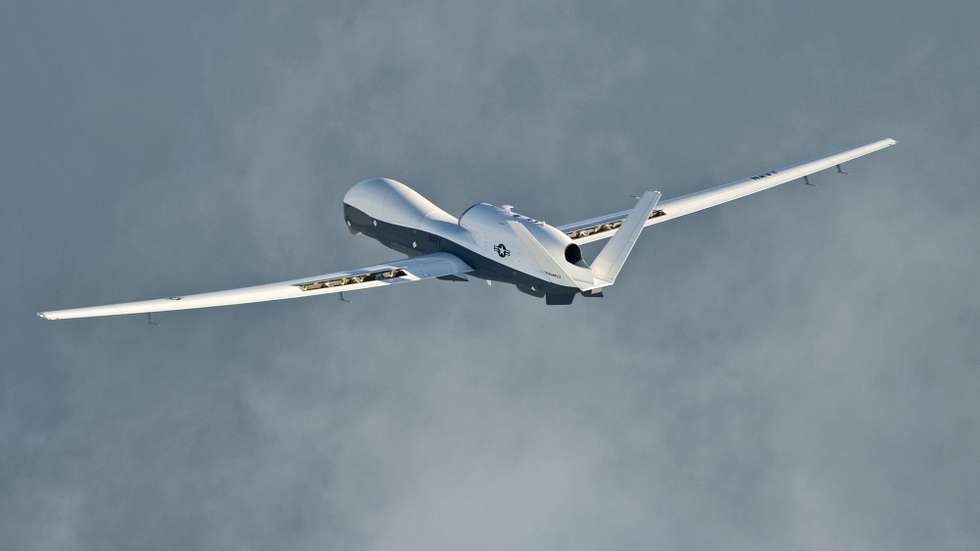 epa07659492 A handout photo made available by the US Defense Visual Information Distribution Service (DIVIDS) showing the MQ-4C Triton unmanned aircraft system completing its inaugural cross-country ferry flight at Naval Air Station Patuxent River, Maryland, USA, 18 Septembery 2014. Media reports on 20 June 2019 state that Iran's Islamic Revolution Guards Corps (IRGC) claim to have shot down a US spy drone over Iranian airspace, near Kuhmobarak in Iran's southern Hormozgan province. The US military has not confirmed if a drone was hit.  EPA/Erik Hildebrandt / DIVIDS / HANDOUT  HANDOUT EDITORIAL USE ONLY/NO SALES