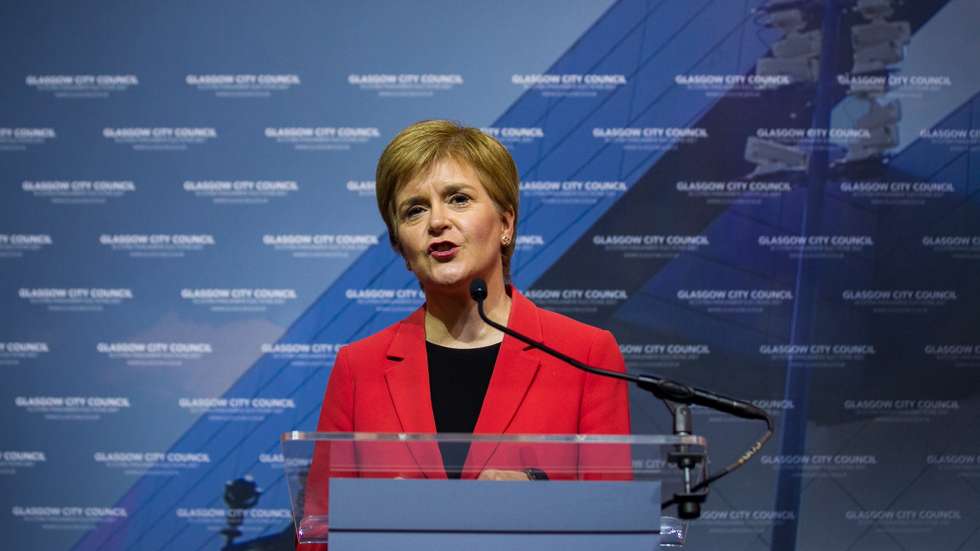epa09183728 Scotland's First Minister and leader of the Scottish National Party (SNP), Nicola Sturgeon gives her acceptance speech after being declared the winner of the Glasgow Southside seat at Glasgow counting centre in the Emirates Arena in Glasgow, Britain, 07 May 2021. People in Scotland headed to the polls on 06 May to elect 129 members of the Scottish Parliament. The vote count began on 07 May and the final results are expected to be announced on 08 May.  EPA/ROBERT PERRY