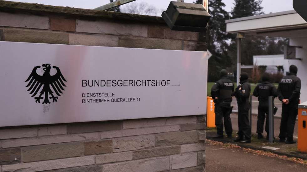 epa12554166 Federal Police stand guard in front of the Federal Supreme Court (BGH) after the arrested suspect, Ukrainian citizen Serhii K., arrived for his arraignment at the BGH in Karlsruhe, Germany, 28 November 2025. According to the Federal Public Prosecutor General's Office, Serhii K. belonged to a group of individuals who placed explosive devices on the Nord Stream 1 and Nord Stream 2 gas pipelines near the island of Bornholm in September 2022. The accused was allegedly one of the coordinators of the operation.  EPA/RONALD WITTEK