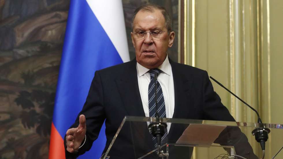 epa11186450 Minister for Foreign Affairs and Cooperation of Mali, Abdoulaye Diop attends a joint press conference with Russian Foreign minister Sergei Lavrov, following their talks in Moscow, Russia, 28 February 2024.  EPA/MAXIM SHIPENKOV