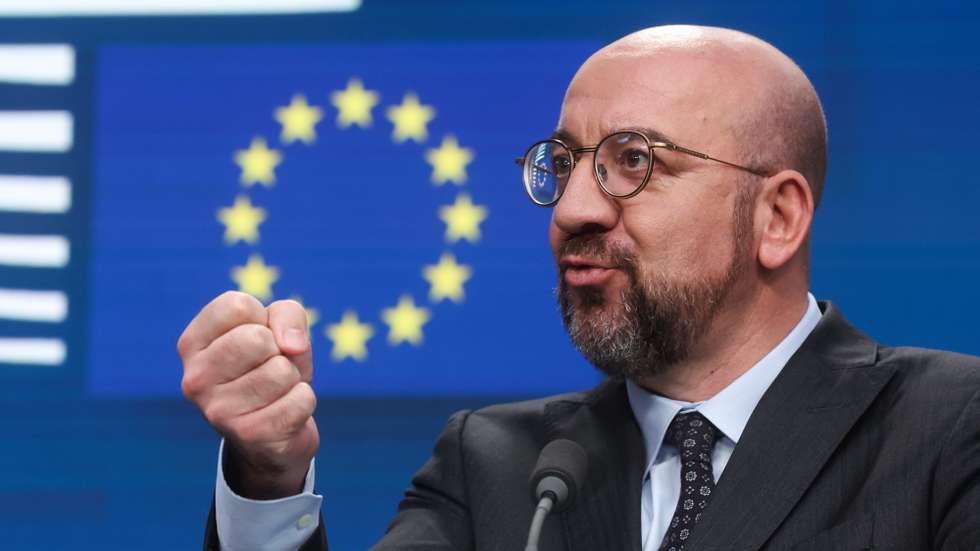 epa11235122 European Council President Charles Michel addresses a press conference at the end of the first day of a two-day EU summit in Brussels, Belgium, 21 March 2024. EU leaders are meeting in Brussels to discuss continued support for Ukraine, the developing situation in the Middle East, security and defense, enlargement, external relations, migration, agriculture as well as the European semester.  EPA/OLIVIER HOSLET