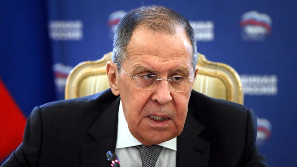 epa09855752 Russian Foreign Minister Sergei Lavrov chairs the second meeting of the United Russia Party General Council Commission on International Cooperation and Support for Compatriots Living Abroad in Moscow, Russia 28 March 2022. According to a media briefing from the foreign ministry's spokeswoman, the meeting focuses on the "Russian-speaking population in Donbass and Ukraine."  EPA/YURI KOCHETKOV