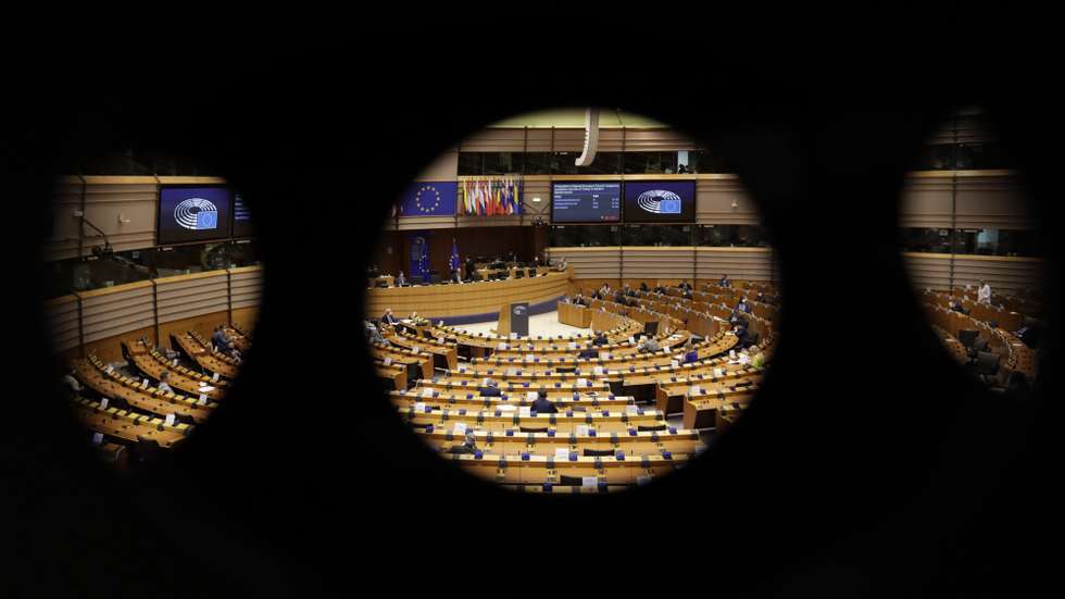 epa08669667 General view during a plenary session of European Parliament in Brussels, Belgium, 15 September 2020. The plenary session is taking place from 14 to 17 September. 15 September's main debate will hear statements on the preparation of the Special European Council which focuses on the escalation and the role of Turkey in the Eastern-Mediterranean.  EPA/OLIVIER HOSLET