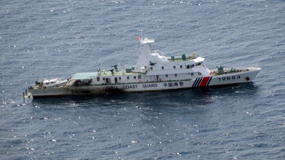 epa09436373 A handout photograph released by the 11th Regional Coast Guard Headquarters shows a China Coast Guard ship cruising near Japan's territorial waters around the Senkaku Islands, southern Japan, 30 August 2021. Japan's Coast Guard said Chinese vessels cruised near the Senkaku Islands in the East China Sea early 30 August.  EPA/JAPAN COAST GUARD HANDOUT HANDOUT EDITORIAL USE ONLY/NO SALES HANDOUT EDITORIAL USE ONLY/NO SALES