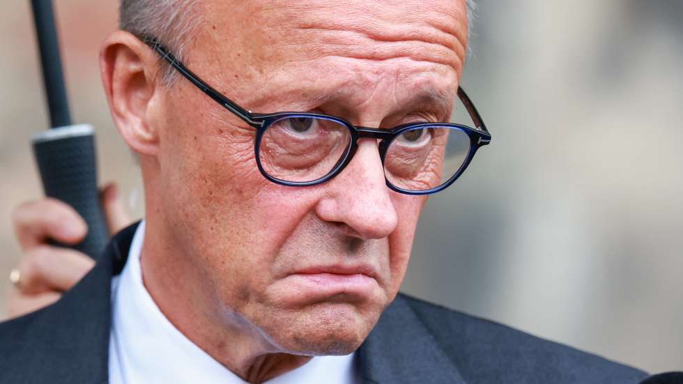 epa13134113 German Chancellor Friedrich Merz makes a statement in front of St. Mary's Church following a car-ramming attack near the Christopher Street Day (CSD) parade route in Berlin, Germany, 26 July 2026. German Interior Minister Alexander Dobrindt said the 25 July vehicle ramming, which killed one person and injured 29 others, is being investigated as a terrorist attack.  EPA/CLEMENS BILAN