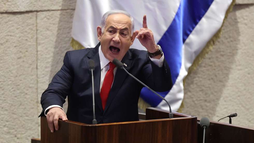 epaselect epa11727582 Israeli Prime Minister Benjamin Netanyahu speaks during a discussion called on by the opposition on the release of the Israeli hostages held by Hamas, at the Knesset in Jerusalem, Israel, 18 November 2024. According to Israel's military, around 100 Israeli hostages remain in captivity in the Gaza Strip, including the bodies of 33 confirmed dead.  EPA/ABIR SULTAN