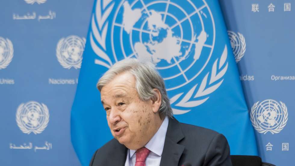 epa10184080 United Nations Secretary-General Antonio Guterres talks with reporters during a press conference held in advance of next week’s General Debate of the United Nations General Assembly at United Nations headquarters in New York, New York, USA, 14 September 2022. The General Debate will be held from 20 September to 24 September, and on 26 September 2022.  EPA/JUSTIN LANE