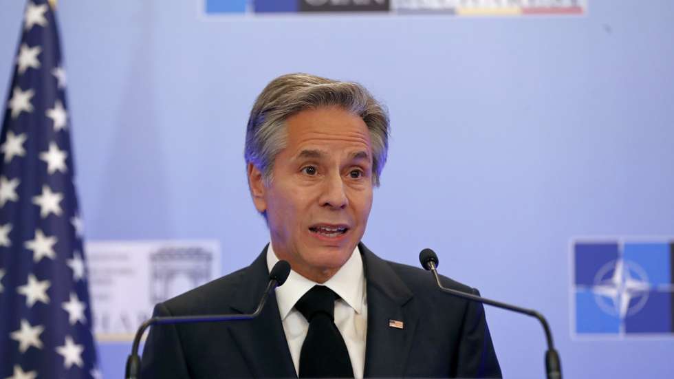 epa10338707 US Secretary of State Antony Blinken speaks during a press conference at the end of the NATO Foreign Ministers Meeting held at Parliament Palace in Bucharest, Romania, 30 November 2022. Foreign Ministers from NATO countries gathered in Romania's capital on 29 and 30 November 2022 to tackle Russiaâ€™s invasion in Ukraine, NATOâ€™s support for Kyiv administration and regional partners and to find new ways to strengthen the Eastern flank of the alliance.  EPA/ROBERT GHEMENT