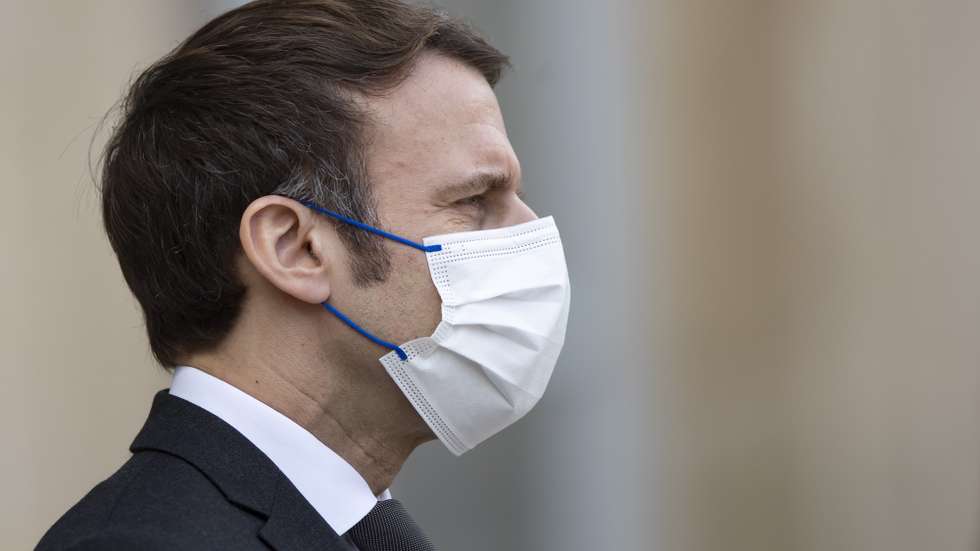 O Presidente francês, Emmanuel Macron, no Palácio Eliseu em Paris