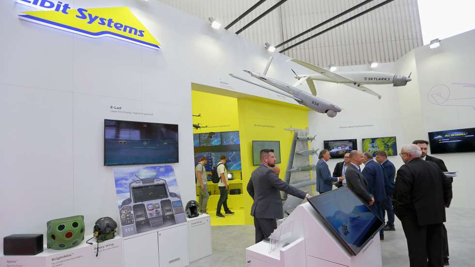epa11361049 Visitors gather at the Israeli company Elbit Systems stand during the first day of the Black Sea Defense &amp; Aerospace Exhibition 2024 (BSDA'24) in Bucharest, Romania, 22 May 2024. More than 400 companies from the fields of defense, security and aerospace from 21 countries display products and equipment during the 9th edition of BSDA, one of the largest defense bi-annual exhibitions held in Eastern Europe. BSDA 24 is opened from May 22 until May 24, 2024.  EPA/ROBERT GHEMENT