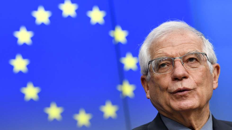 epa09044897 High Representative of the European Union for Foreign Affairs and Security Policy Josep Borrel during a joint press conference after an EU - Albania Association Council meeting in Brussels, Belgium, 01 March 2021.  EPA/JOHN THYS / POOL