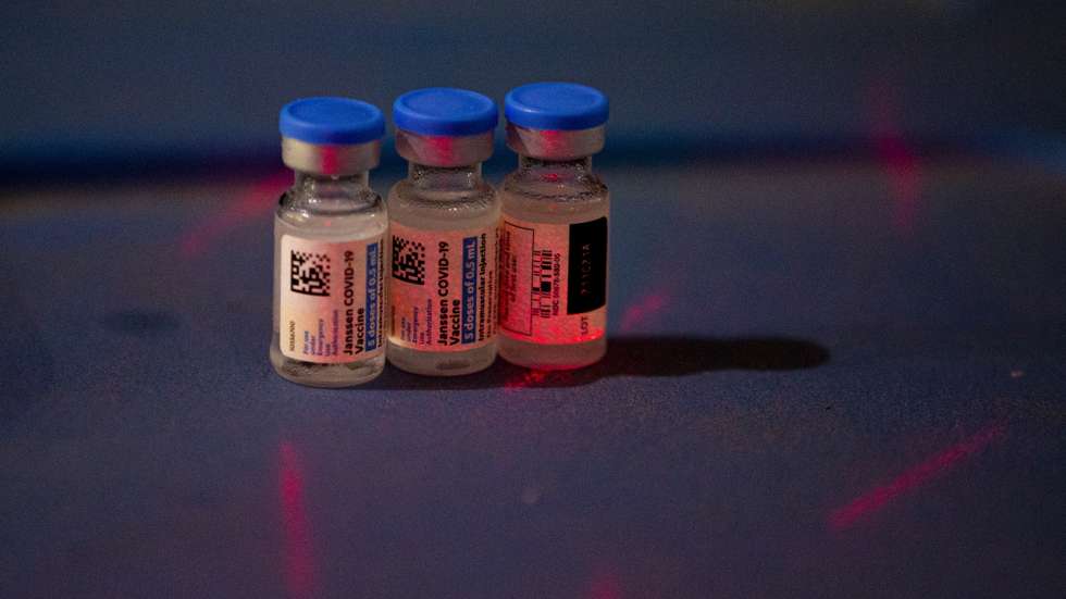 epa09340380 Vials of the Janssen (Pharmaceutical Companies of Johnson &amp; Johnson) vaccine against COVID-19 pictured in Kathmandu, Nepal, 12 July 2021. The United States of America through COVAX supplied on 12 July 2021, 1.5 million doses of Johnson &amp; Johnson vaccine against COVID-19 to help struggling Nepal in its vaccinaton drive for its citizens.  EPA/NARENDRA SHRESTHA