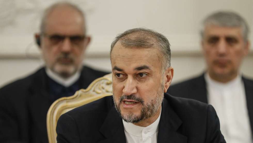 epa11011641 Iran's Foreign Minister Hossein Amir-Abdollahian (C) attends the annual meeting of the Caspian Sea littoral states, known as the 'Caspian Five' in Moscow, Russia, 05 December 2023. The 'Caspian Five' includes the Caspian Sea coastal countries Turkmenistan, Kazakhstan, Iran, Russia and Azerbaijan, which set as their goals mutual economic integration, ensuring security and preservation of the regional marine ecosystem.  EPA/YURI KOCHETKOV