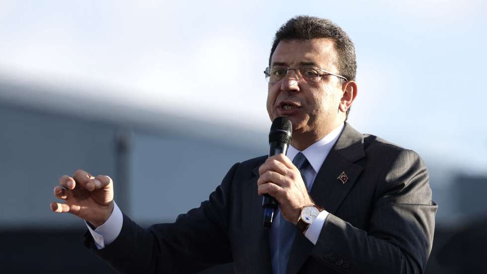 epa11973059 (FILE) Istanbul Mayor Ekrem Imamoglu speaks during a rally of the main opposition Republican People's Party (CHP) following the arrest of Esenyurt mayor Ahmet Ozer, in Istanbul, Turkey, 31 October 2024 (re-issued 19 March 2025). One day after Imamoglu’s university diploma was revoked, Turkish police arrested Istanbul Mayor Ekrem Imamoglu early morning on 19 March along with 100 others as part of an investigation into alleged corruption and terror links, according to a statement by the Istanbul chief public prosecutor.  EPA/ERDEM SAHIN