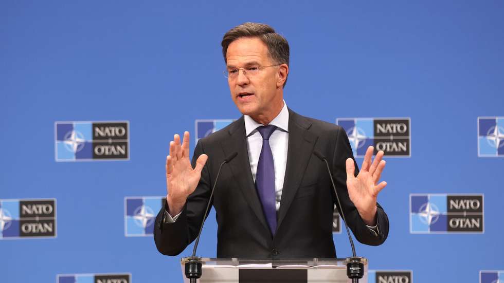 epa12005170 NATO Secretary-General Mark Rutte speaks during a press conference ahead to a North Atlantic Treaty Organization (NATO) foreign ministers' meeting at the alliance's headquarters in Brussels, Belgium, 02 April 2025. The meetings of NATO Ministers of Foreign Affairs will take place on 03 and 04 April.  EPA/OLIVIER HOSLET