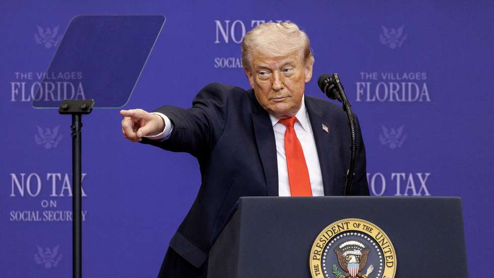 epa12927355 US President Donald J. Trump gestures as he delivers remarks during an event with seniors in The Villages, Florida, USA, 01 May 2026. Trump outlined tax proposals for retirees, including a senior deduction aimed at reducing taxes on Social Security benefits and other retirement-related measures.  EPA/CRISTOBAL HERRERA-ULASHKEVICH