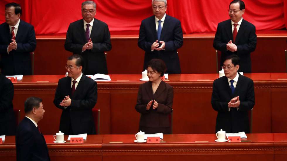 epa13077011 Chinese President Xi Jinping (L, below) arrives at the Great Hall of the People during the celebration of the 105th founding anniversary of Chinese Communist Party (CPC), in Beijing, China, 01 July 2026. China on 01 July celebrates the 105th anniversary of the founding of the ruling Chinese Communist Party.  EPA/YONHAP SOUTH KOREA OUT
