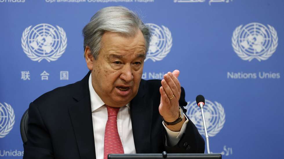O secretário-geral das Nações Unidas, António Guterres, em conferência de imprensa