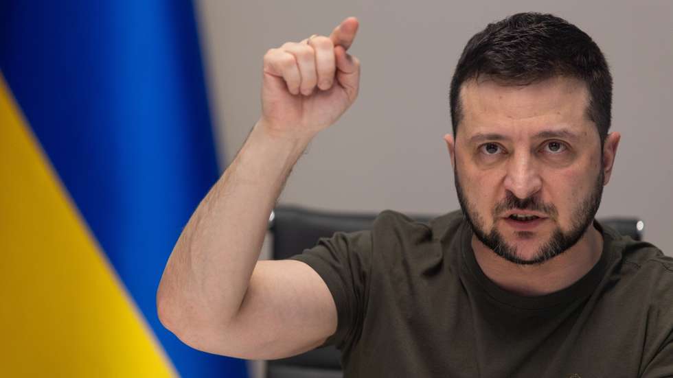epa09855229 A handout photo made available by the Ukrainian Presidential Press Service shows Ukrainian President Volodymyr Zelensky reacting during an interview via videolink with Russian media, in Kyiv (Kiev), Ukraine, 27 March 2022 (issued 28 March 2022). According to the presidential office, Zelensky spoke in an interview with Russian journalists from 'Zygar' YouTube channel, 'Rain' TV channel, 'Meduza' portal, 'Kommersant' and 'Novaya Gazeta'.  EPA/UKRAINIAN PRESIDENTIAL PRESS SERVICE HANDOUT -- MANDATORY CREDIT: UKRAINIAN PRESIDENTIAL PRESS SERVICE -- HANDOUT EDITORIAL USE ONLY/NO SALES