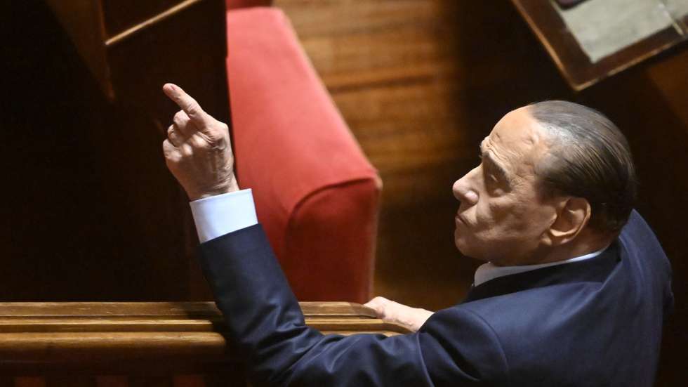 epa10240586 Leader of Forza Italia party, Silvio Berlusconi, reacts during the vote for the new president of the Senate, in Rome, Italy, 13 October 2022. Italian Senators and Deputies meet for the first time on 13 October following the 25 September elections.  EPA/ALESSANDRO DI MEO