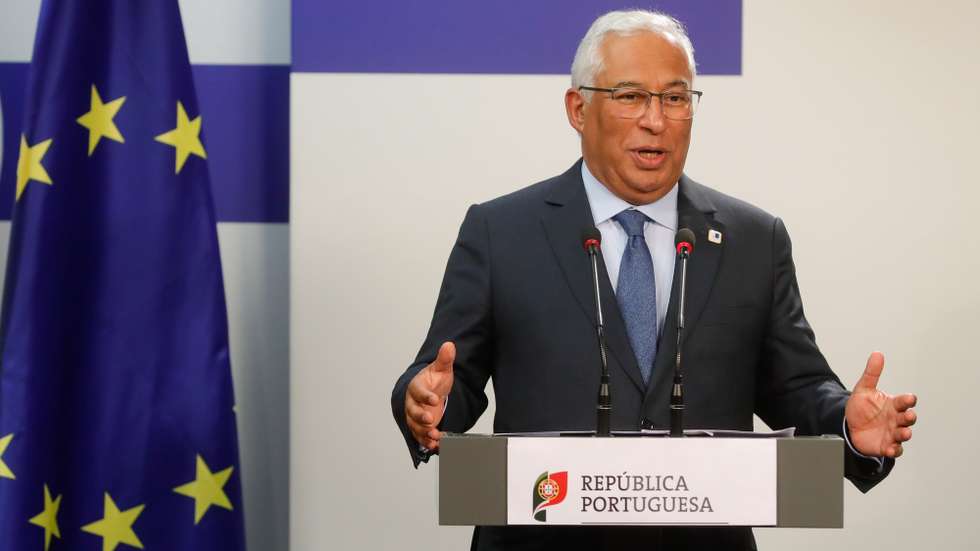 epa09849738 Portugal's Prime Minister Antonio Costa gives a joint press conference with the Spanish Prime Minister (not pictured) at the end of the second day of an European summit on Ukraine at the European Council in Brussels, Belgium, 25 March 2022.  EPA/STEPHANIE LECOCQ