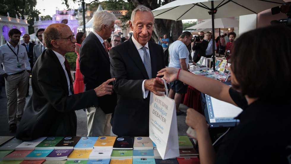 Marcelo Rebelo de Sousa na última edição da Festa do Livro, em 2019, antes da interrupção do evento anual motivada pela pandemia da Covid-19