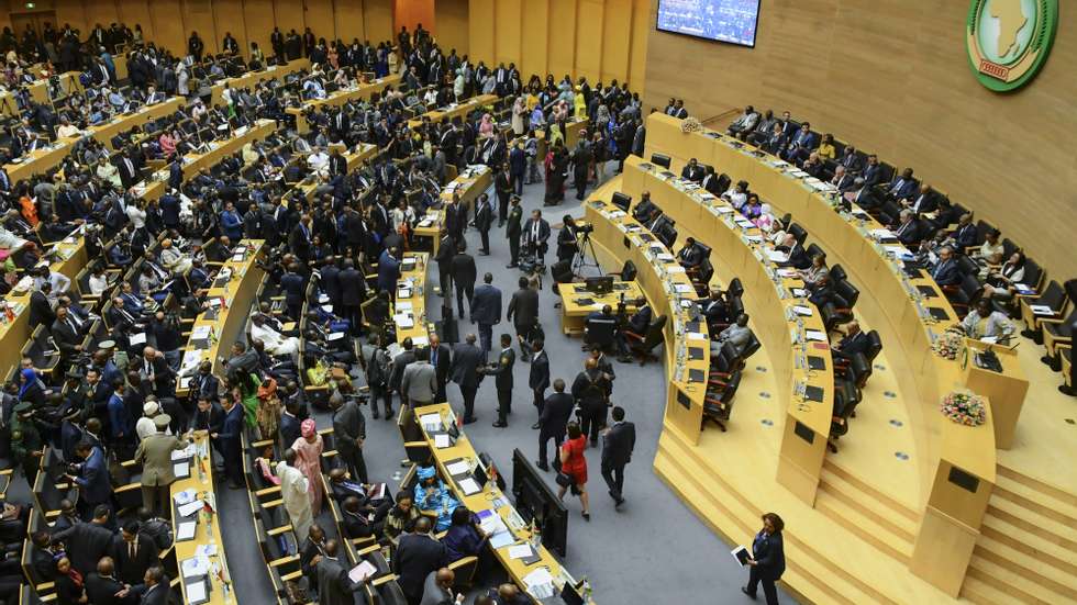 epa08205611 African leaders gather to attend the 33rd African Union Summit in Addis Ababa, Ethiopia, 09 February 2020. African leaders are gathering in Ethiopian capital for an annual meeting to discuss violence and conflicts in the continent.  EPA/STR