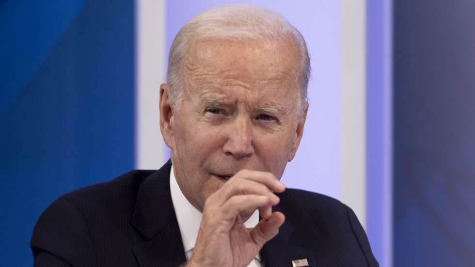 epa10155193 US President Joe Biden participates in a virtual meeting to discuss investments of the American Rescue Plan, in the Eisenhower Executive Office Building on the White House complex in Washington, DC, USA, 02 September 2022.  EPA/MICHAEL REYNOLDS