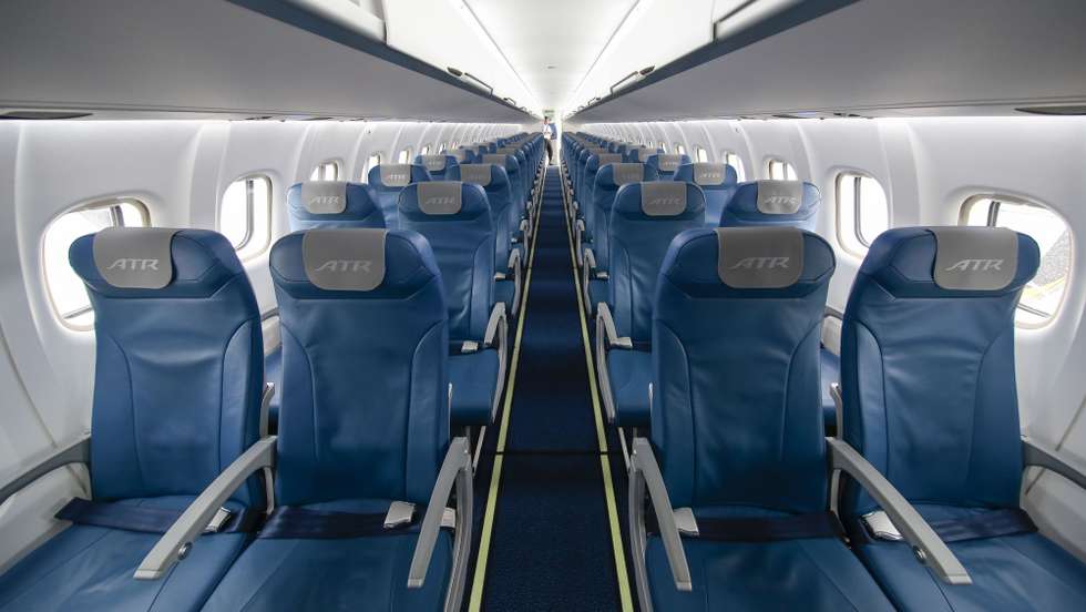 epa08210286 Interior view of an ATR 72-600 on display during the Singapore Airshow at the Changi Exhibition Centre in Singapore, 11 February 2020. Lockheed Martin, as well as other manufacturers like Embraer, Bombardier and COMAC, have announced their withdrawal from the Singapore Airshow in light of the outbreak of the novel coronavirus (2019-nCoV) on the city-state. The Singapore Airshow runs from 11 to 16 February 2020 showcasing aviation and defense technologies from around the world.  EPA/WALLACE WOON