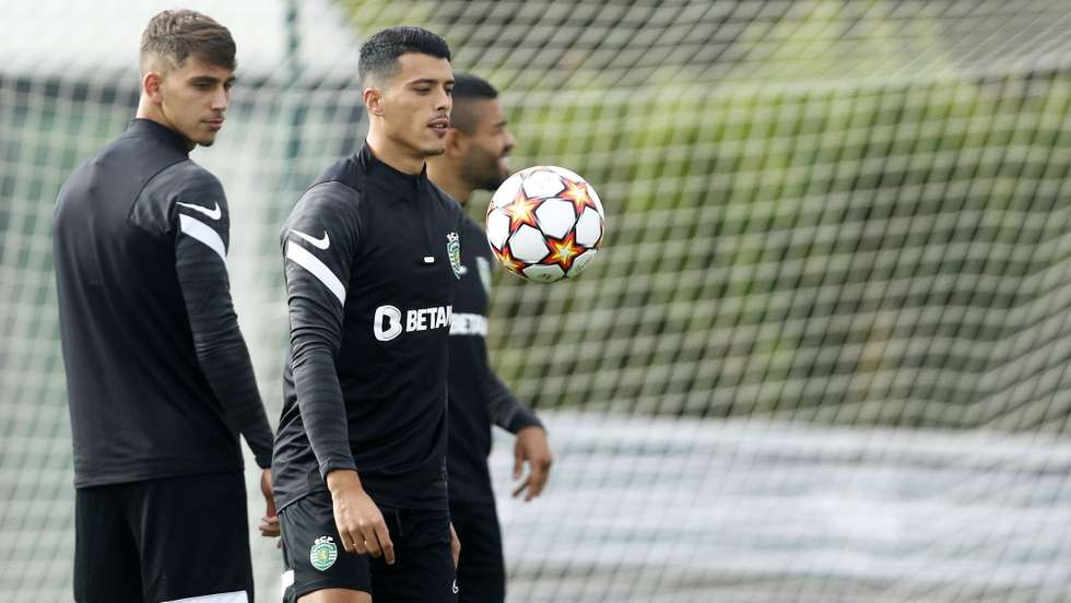 Jose Marsa e Pedro Porro em treino do Sporting CP