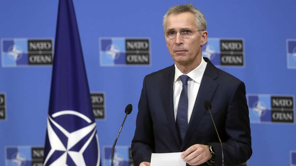 epa08937460 North Atlantic Treaty Organization (NATO) Secretary General Jens Stoltenberg attends a press briefing after a meeting with President of Mauritania Mohamed Ould Cheikh El Ghazouani at Alliance headquarters in Brussels, Belgium, 14 January 2021.  EPA/OLIVIER HOSLET / POOL