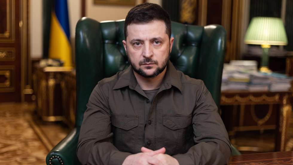 epa09869626 A handout photo made available by the Ukrainian Presidential Press Service shows Ukrainian President Volodymyr Zelensky delivering an address in Kyiv (Kiev), Ukraine, 03 April 2022 (issued 04 April 2022). The Ukrainian president condemned what he says are 'war crimes of the Russian military' in the settlements around the Ukrainian capital Kyiv, after some cities and villages had recently been recaptured by the Ukrainian army from Russian forces.  EPA/UKRAINIAN PRESIDENTIAL PRESS SERVICE HANDOUT -- MANDATORY CREDIT: UKRAINIAN PRESIDENTIAL PRESS SERVICE -- HANDOUT EDITORIAL USE ONLY/NO SALES