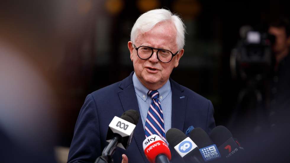 epa09001007 Chair of the NSW Independent Liquor and Gaming Authority, Philip Crawford speaks to the media during a press conference in Sydney, New South Wales (NSW), Australia, 10 February 2021.  EPA/PAUL BRAVEN AUSTRALIA AND NEW ZEALAND OUT