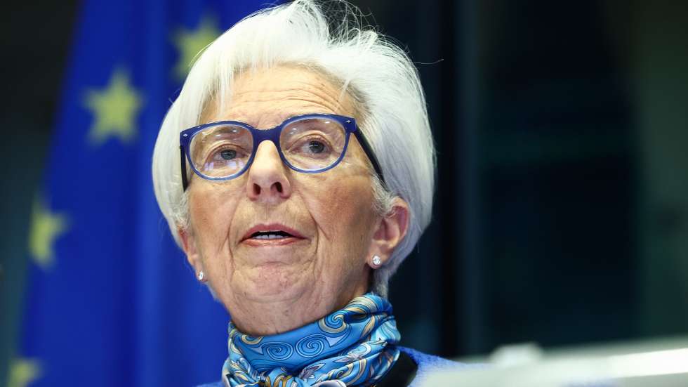 epa10533740 President of the European Central Bank (ECB) Christine Lagarde speaks during a Committee on Economic and Monetary Affairs at the European Parliament in Brussels, Belgium, 20 March 2023.  EPA/STEPHANIE LECOCQ