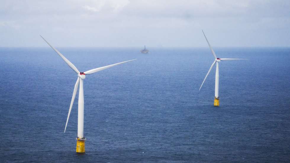 epa10815724 The Hywind Tampen floating offshore wind farm near Bergen, Norway, 23 August 2023. The wind farm was officially opened by Norway's Crown Prince Haakon.  EPA/Ole Berg-Rusten  NORWAY OUT