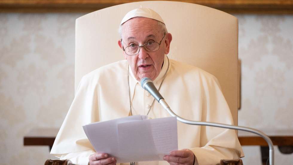 epa08840772 A handout picture provided by the Vatican Media shows Pope Francis during the General Audience at the Vatican City, 25 November 2020.  EPA/VATICAN MEDIA HANDOUT  HANDOUT EDITORIAL USE ONLY/NO SALES