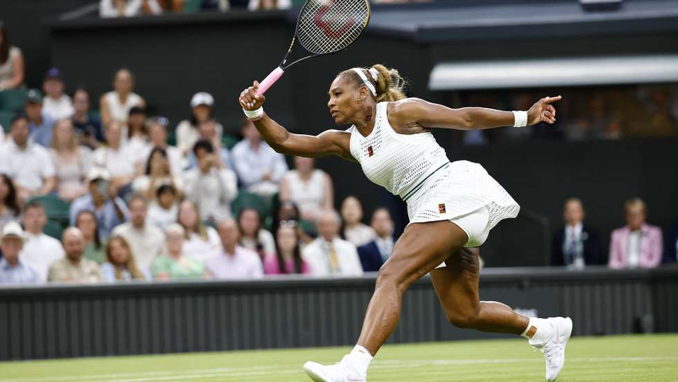 epa13076372 Serena Williams of the USA in action during her Women's Singles first round match against Maya Joint of Australia at the Wimbledon Championships in London, Britain, 30 June 2026.  EPA/TOLGA AKMEN