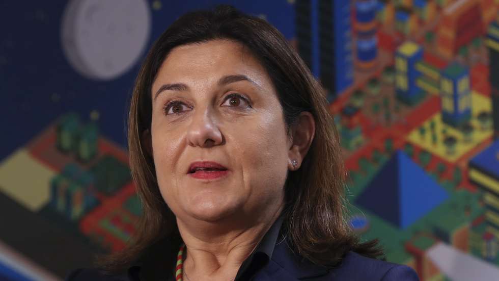 A CEO da TAP, Christine Ourmières-Widener, presta declarações à imprensa esta tarde na sede da TAP, em Lisboa, 22 de junho de 2022. INÁCIO ROSA/LUSA