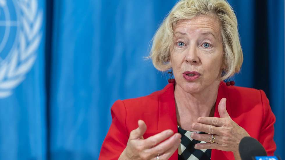 epa07992882 Emer Cooke, Director of Regulation of Medicines and other Health Technologies at WHO attend a press conference, at the European headquarters of the United Nations in Geneva, Switzerland, 13 November 2019. The World Health Organization (WHO) is launching a new initiative aiming to expand access to affordable insulin to treat people with diabetes. World Diabetes Day is marked on 14 November.  EPA/MARTIAL TREZZINI