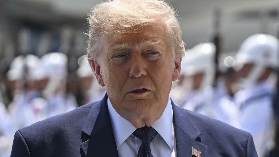 epa13095061 US President Donald Trump arrives at Esenboga Airport ahead of the 2026 NATO Heads of State and Government Summit in Ankara, Turkey, 07 July 2026. The summit will take place on 07 and 08 July, focusing on strengthening defense industrial production and securing long-term military aid for Ukraine.  EPA/DOGUKAN KESKINKILIC / POOL