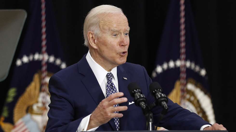 epa09953479 US President Joe Biden speaks while visiting the Delavan Grider Community Center in Buffalo, New York to grieve with the community where ten lives were lost to a mass shooting  in Buffalo, New York, USA, 17 May 2022. A gunman, who has been identified by authorities as 18-year-old Payton S. Gendron and is in police custody, reportedly opened fire at the Tops Friendly Market grocery store in Buffalo on 14 March afternoon and killed 10 people.  EPA/DAVID MAXWELL