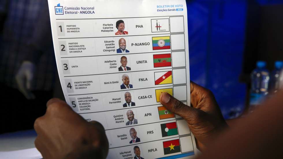 A ballot paper at the polling station in Luanda, Angola, 24 August 2022. Nearly 14.4 million Angolans are being called to vote today in general elections, a process that the opposition considers lacking transparency, but that the government believes and considers exemplary. PAULO NOVAIS/LUSA