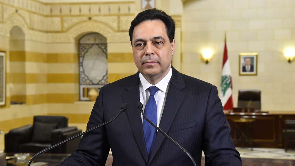 epa09057034 A handout photo made available by Lebanese official photographer Dalati Nohra shows Lebanese caretaker Prime Minister Hassan Diab speaks at the government palace in downtown Beirut, Lebanon, 06 March 2021. In his address Diab said 'Lebanese are suffering from a serious social crisis that is likely to worsen if a new capable government is not formed, a government driven by internal political impetus and external support to deal with this crisis. We cannot solve the social crisis without resolving the financial crisis; we cannot solve the financial crisis without resuming negotiations with the IMF; we cannot carry on negotiations with the IMF without undertaking reforms, and we cannot carry out reforms without forming a new government'.  EPA/DALATI&amp;NOHRA HANDOUT  HANDOUT EDITORIAL USE ONLY/NO SALES