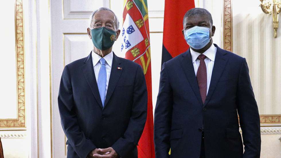 Portuguese President Marcelo Rebelo de Sousa (L) during an audience with the President of the Republic of Angola Joao Lourenço (R), at the Presidential Palace, in Luanda, Angola, 16 July 2021. Portuguese President Marcelo Rebelo de Sousa is taking part in the 13th Conference of Heads of State and Government of the Community of Portuguese-speaking Countries (CPLP), to be held on 16 and 17 July, marking the organisation's 25th anniversary. AMPE ROGERIO/LUSA