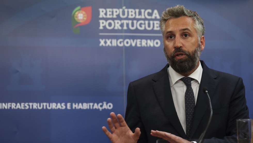 Portuguese Minister of Infrastructure and Housing Pedro Nuno Santos and European Commissioner for Transports Adina Valean (not in the picture) talking together during the press conference after their meeting of today's in Lisbon, Portugal, 01st september 2021.TIAGO PETINGA/LUSA