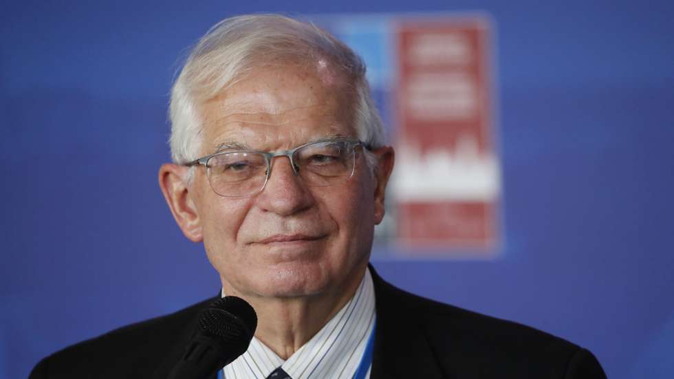 epa09614288 High Representative of the EU for Foreign Affairs and Security Policy Josep Borrell attends press conference during the North Atlantic Treaty Organization (NATO) Foreign Ministers meeting in Riga, Latvia, 01 December 2021. From 30 November to 01 December 2021, Latvia is hosting a NATO Foreign Ministers meeting for the first time. To address current security challenges, NATO Allies are exchanging views on cooperation with partner countries and the European Union, and also begin their discussions on a new strategic concept for the Alliance.  EPA/TOMS KALNINS