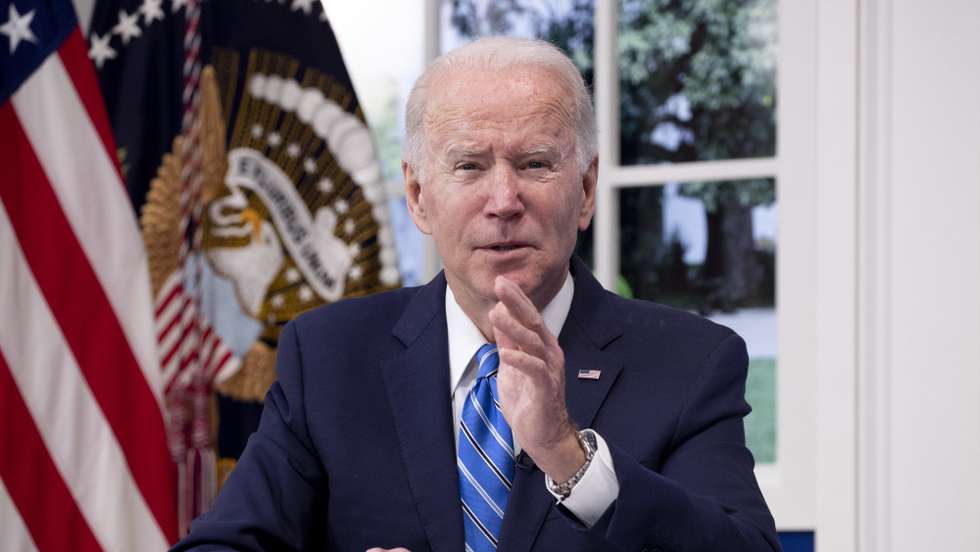 O Presidente dos EUA, Joe Biden participa numa videoconferência para debater sobre a situação pandémica no país